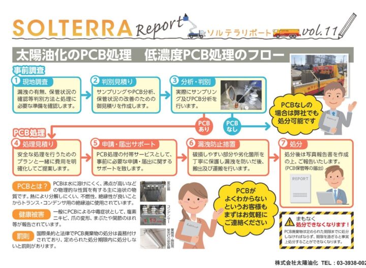 太陽油化のPCB処理　低濃度PCB処理のフロー